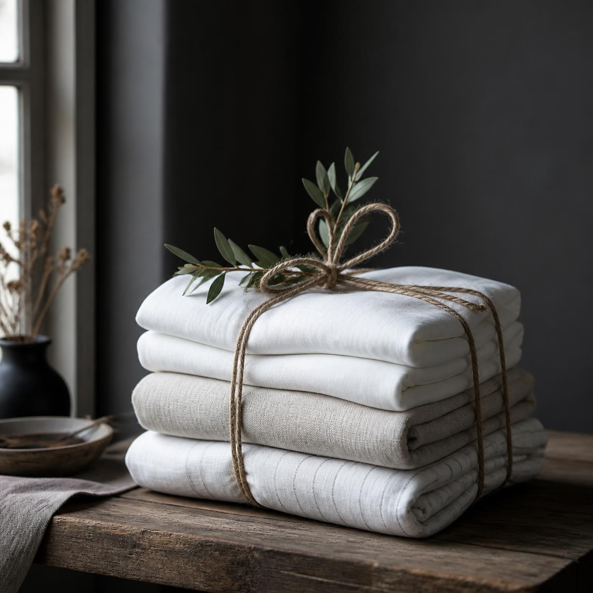 Neatly folded laundry bundle